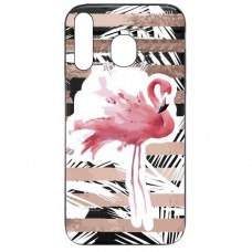 Capa para Samsung Galaxy M30 Case2you - Escovada Preta Flamingo Listras Rosa